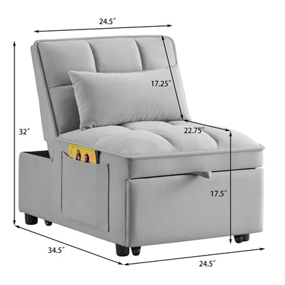 4 in 1 Multi-Function Single Sofa Bed with Storage Pockets