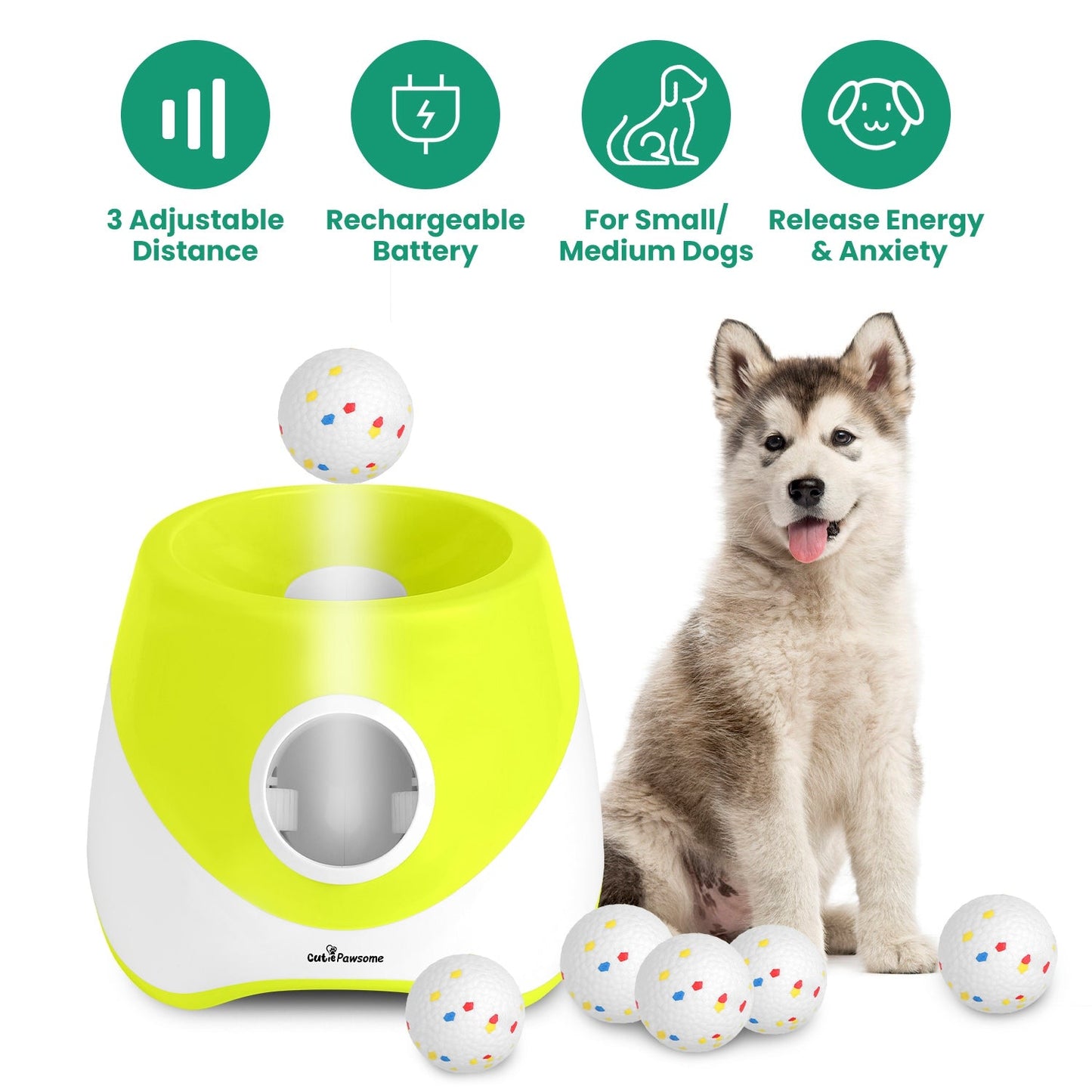 Automatic Dog Ball Launcher -Rechargeable for Small/Medium Dogs