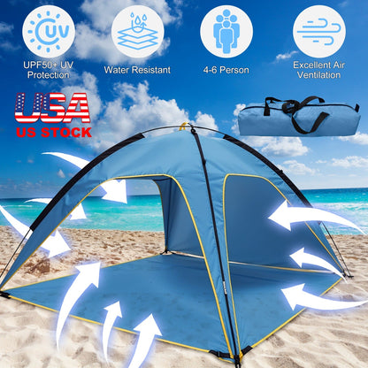 Beach Tent Canopy for 4-6 Person with 3 Door Openings & Carrying Bag