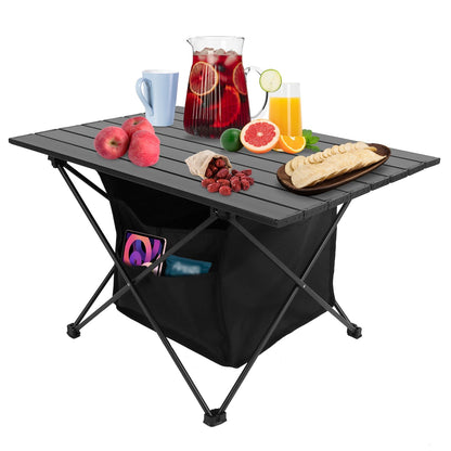 Foldable Camping Table With Storage Basket With Carrying Bag-Rustproof